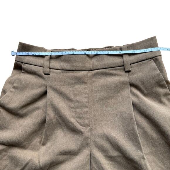 Ann Taylor LOFT Brown Crop Pleated Trouser Pants Tailored Career Work Size XXSP - Picture 3 of 10